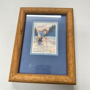Jody Bergsma Signed Numbered Girl And Dad Print Wood Framed 6x8 Vintage 80s Art